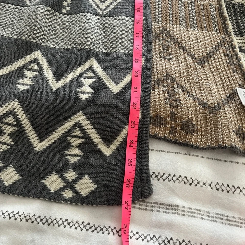Pink Rose Open-Front Southwestern Cardigan in Gray, Cream & Brown- Size Medium